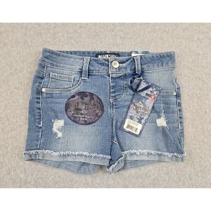 Blue Spice Jean Shorts Girls Size 8 Mid Rise Denim Short Distressed Jeans NWT